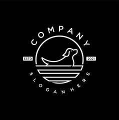 Dog vintage logo, Dog line logo, Dog logo design vector illustration, Dog logo design template vector stock illustration