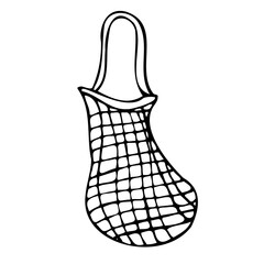 Eco bag icon isolated on a white background. Vector simple illustration in the doodle style. Eco icon. String bag