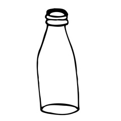 Glass bottle icon isolated on a white background. Vector simple illustration in the doodle style. Eco icon