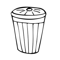 Trash can icon isolated on a white background. Vector simple illustration in the doodle style. Eco icon