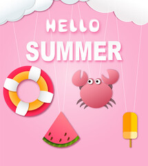 hello summer. paper cut card