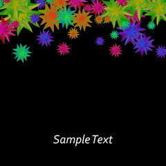 Abstract dark background with colored bright decorative confetti circles, design element