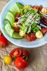 Vegetarian salad with mozzarella