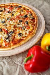 Pizza and color sweet pepper