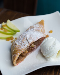  Apple strudel and vanilla ice-cream