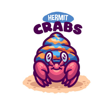 Hermit Crab Sea Creature Cartoon Logo