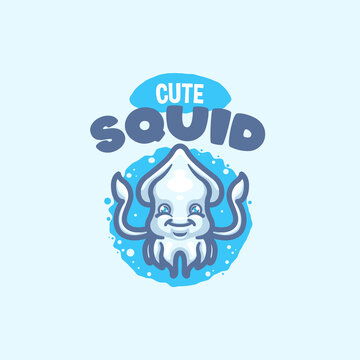 Squid Sea Creature Cartoon Logo