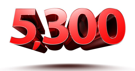 3D illustration number 5300 on white background with clipping path.