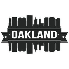 Oakland California USA Skyline Silhouette Design City Vector Art Famous Buildings Stamp Stencil.