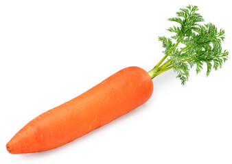 Fresh carrot with leaf isolated on white background, Orange carrot on White Background.