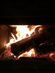 fire in a fireplace