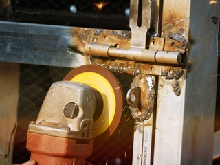 Welders working at the plant produce metal structures.