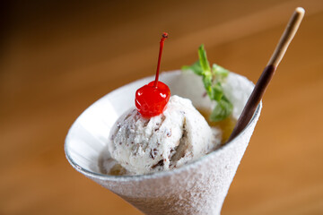 Vanilla Ice-cream scoop in glass 