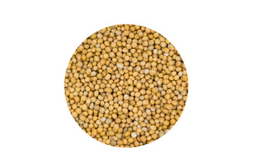 Grains of mustard  isolated on white background top view. Vegan concept