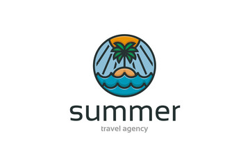Summer Beach Island Logo Template