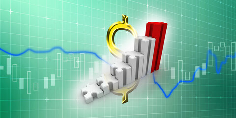 3d rendering Stock market online business concept. business Graph 