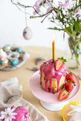 Easter table setting. Easter cake craffin