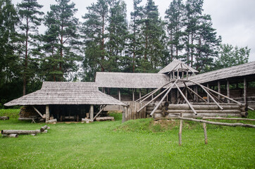 Kroms mount, reconstructed wooden castle of Latgalian tribes (9th-11th century), Latvia
