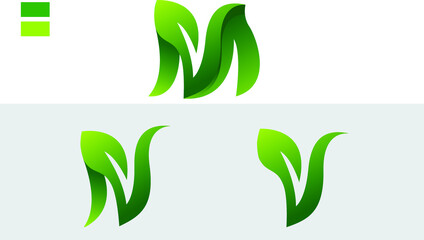 Organic leaf  with letter logo mark design template