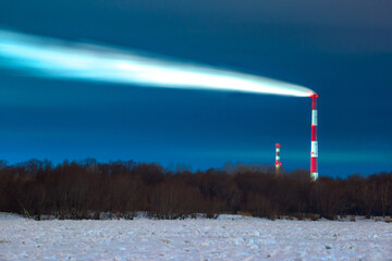 sunset over the river in winter in Omsk