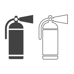Set of Fire extinguisher vector icon in flat style - obrazy, fototapety, plakaty