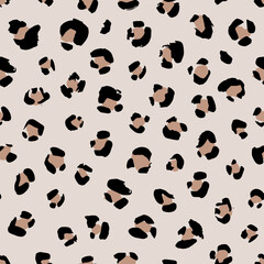 Seamless animal pattern with leopard dots . Creative monochrome texture for fabric, wrapping. Vector illustration