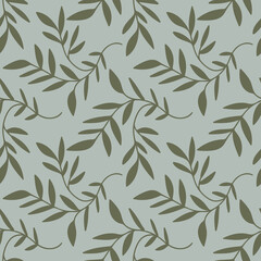 Abstract seamless pattern with leaves. Background with flowers grunge texture