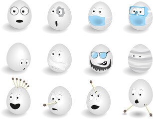 set of vector funny Easter eggs
