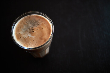 coffee made at home in a glass