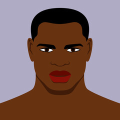 Portrait of a young handsome black man.Vector illustration.