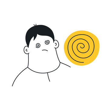 recommend clip art: Hypnosis session in psychologist's office, hypnosis spiral, and mental treatment, therapy, influence on the subconscious concept. Flat thin line vector illustration.
