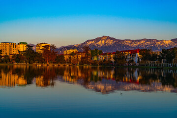Beautiful view of the lake during sunset