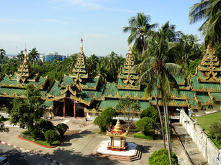 Yangon, Myanmar - November, 2019: The Shwedagon Pagoda is one of the most famous pagodas in the world and it is certainly the main attraction of Yangon.