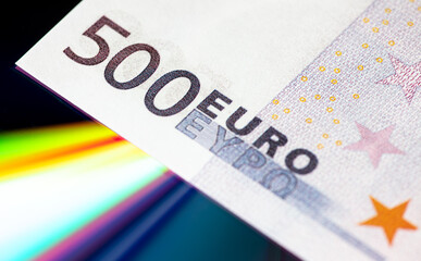 Close-up of a five hundred Euro bill.