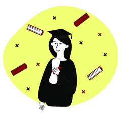 The girl received her diploma.