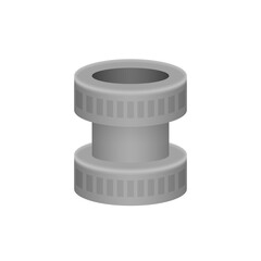 HDPE compression coupling fittings vector icon. Pvc plastic material to connection or join tube, pipe and hose. Working under pressure for plumbing, irrigation sprinkler and electrical conduit system.