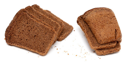 Rye bread on a white plate.
