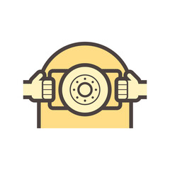 Stainless steel liquid storage tank or vessel manufacturer vector icon. Use in factory plant for food ,chemical , pharmaceutical, dairy product, fruit juice, beverage and health production industry.