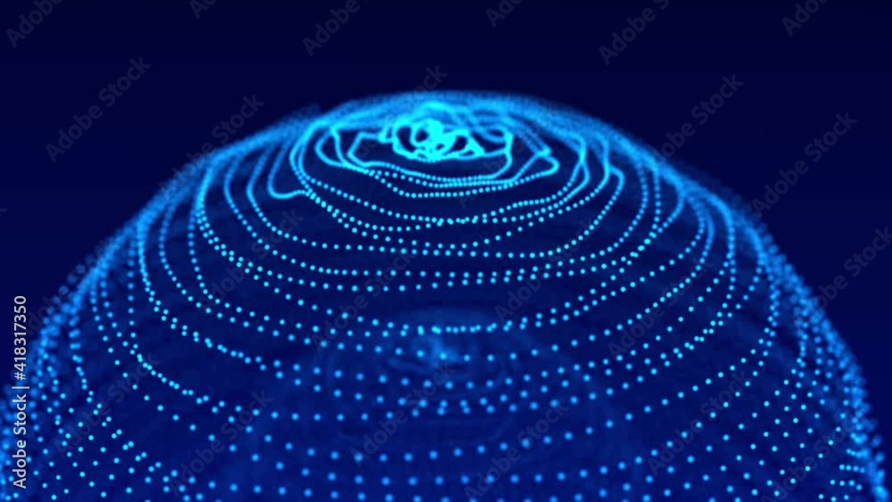 Aufkleber technology blue sphere with connecting dots. digital abstract network structure. 3d rendering.