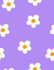 
seamless spring pattern with flowers. wallpaper with daisies. print. 
purple background. flower