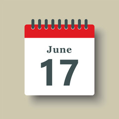 Fototapeta premium Icon day date 17 June, template calendar page