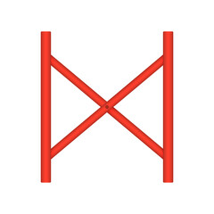 Scaffolding frame and cross brace vector design. Accessory or component or part of scaffolding system. Safety equipment use to built stage, temporary work platform for high building construction. 