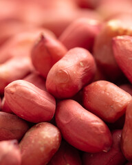 Close up of peanut nuts as background. Macro