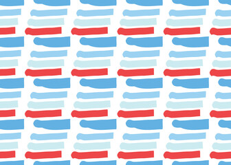 Vector texture background, seamless pattern. Hand drawn, blue, red, white colors.