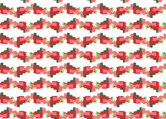 Vector texture background, seamless pattern. Hand drawn, red, green, white colors.