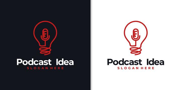 creative smart podcast logo design with line art style