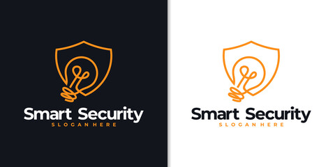 creative smart security logo design with line art style