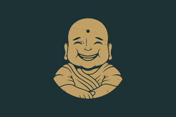 Buddha Smile Vintage Logo Design