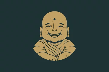Foto op Plexiglas Buddha Smile Vintage Logo Design © vectorwithin