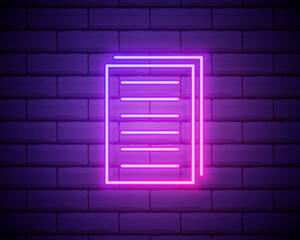 Copy files neon icon. Simple thin line, outline vector of web, minimalistic icons for UI and UX, website or mobile application isolated on brick wall
